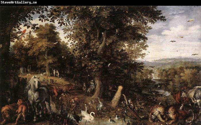 BRUEGHEL, Jan the Elder Garden of Eden 1612 Oil on copper